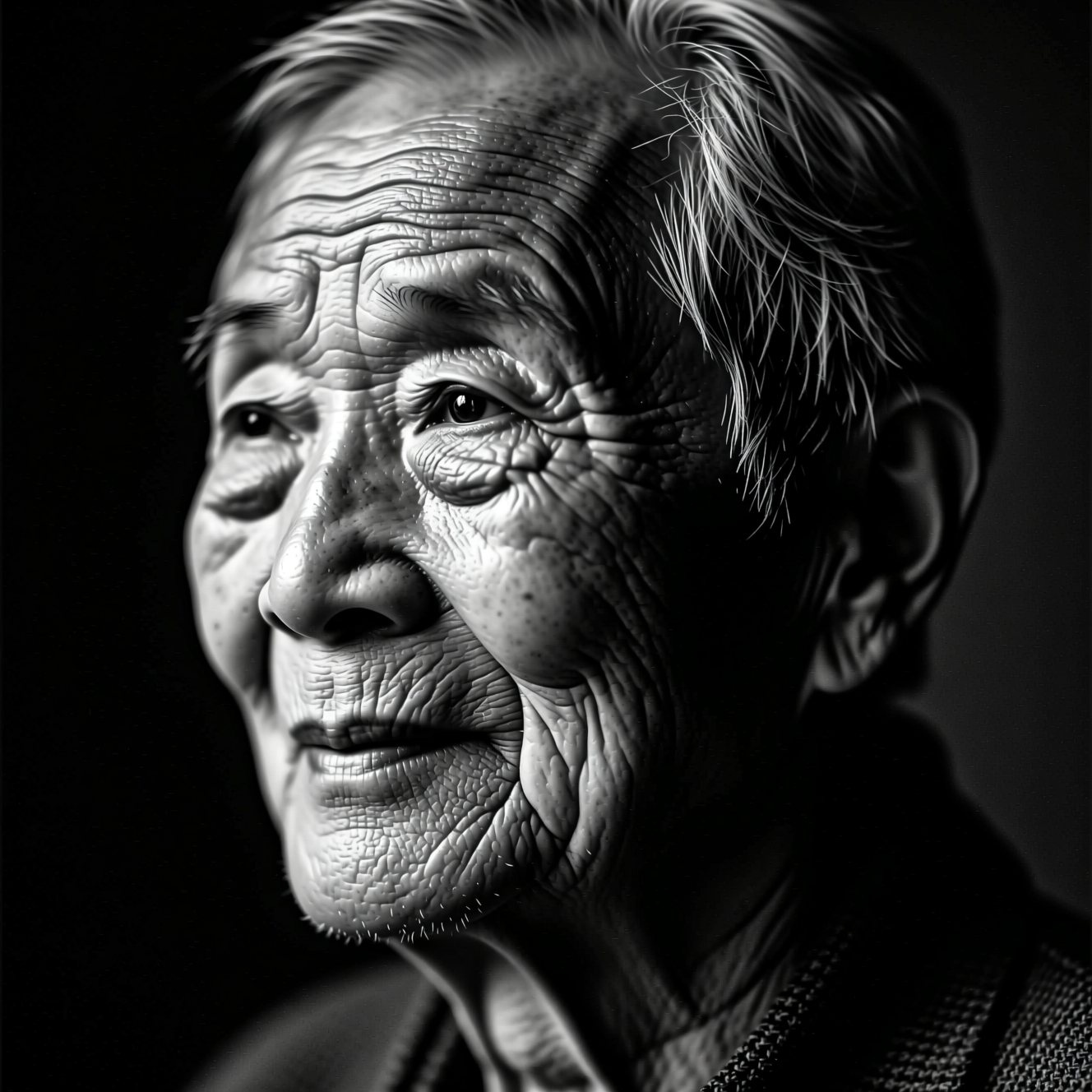 ai age progression — Aged, Black and White example