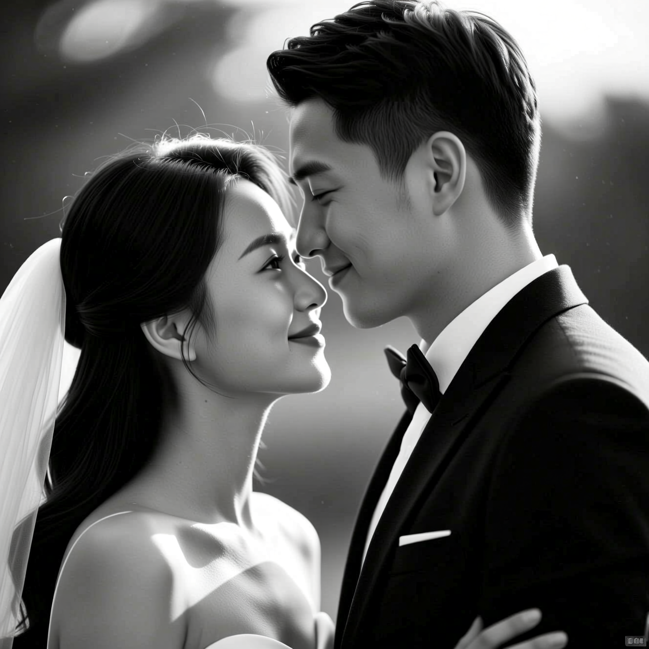 ai engagement photos — Engagement, Black and White example